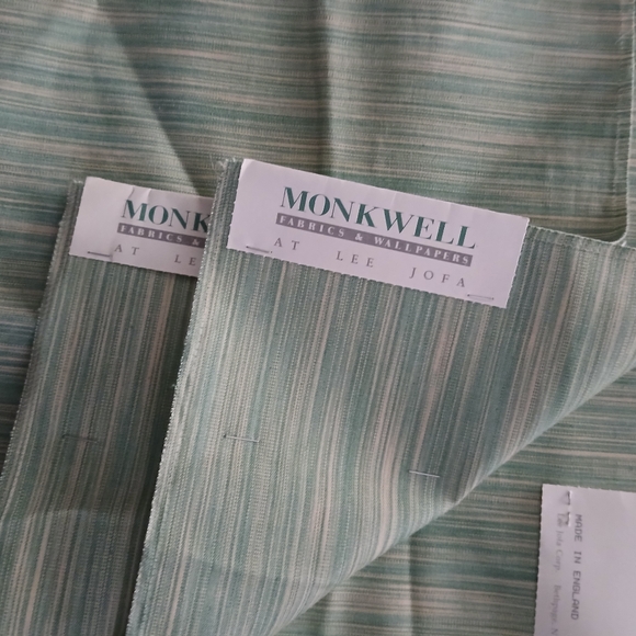 9 piece Monkwell Lee Jofa 12"x12 plain Strie fabric remnants Jade Rose Blue - Picture 5 of 7